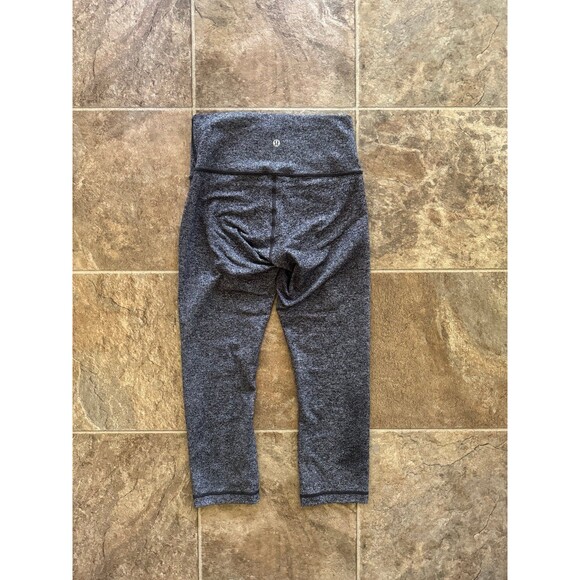 Lululemon Wunder Under Crop Leggings 21" Heathered Black Size 6 - Picture 2 of 11